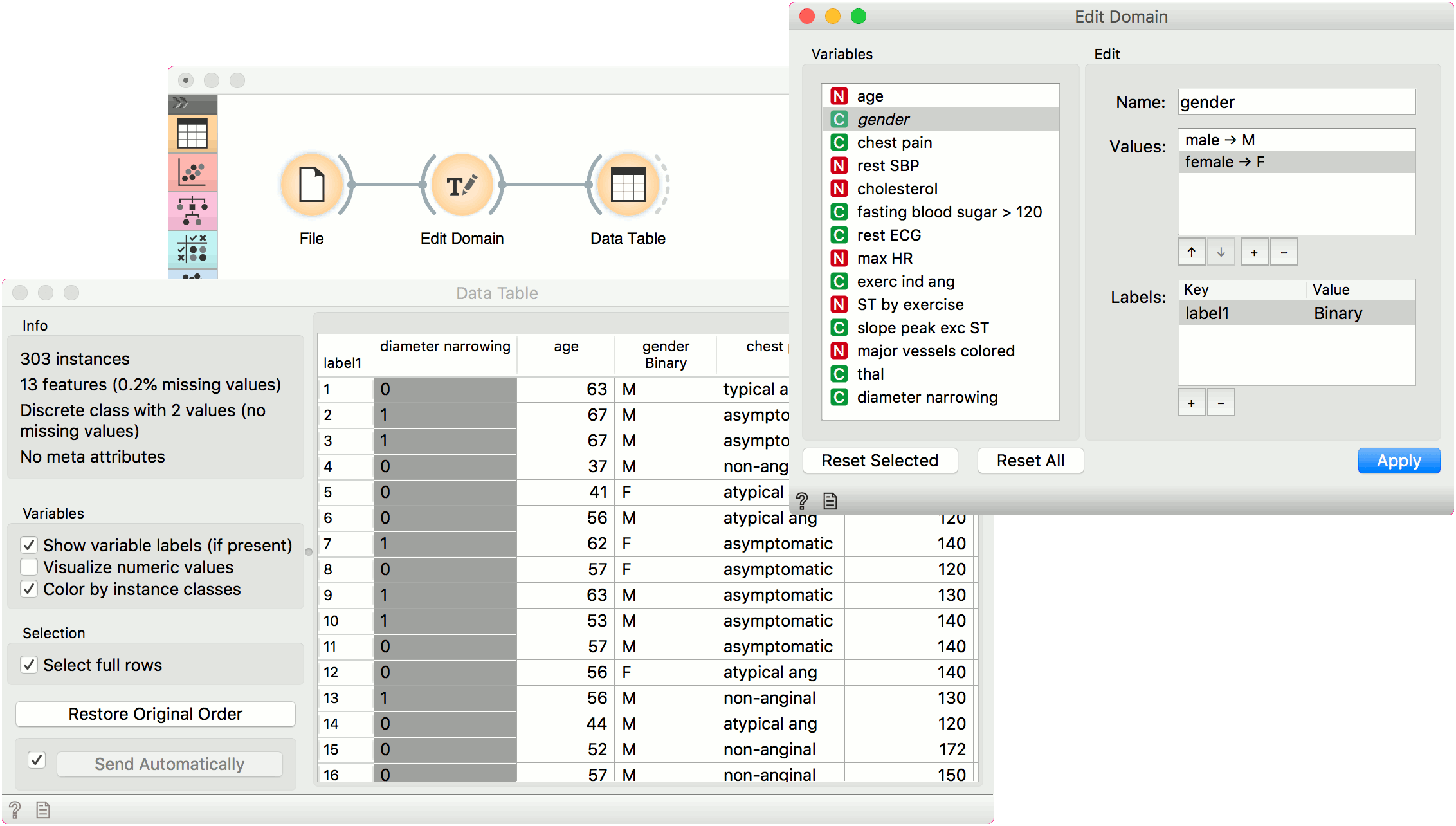 Orange Data Mining - Edit Domain