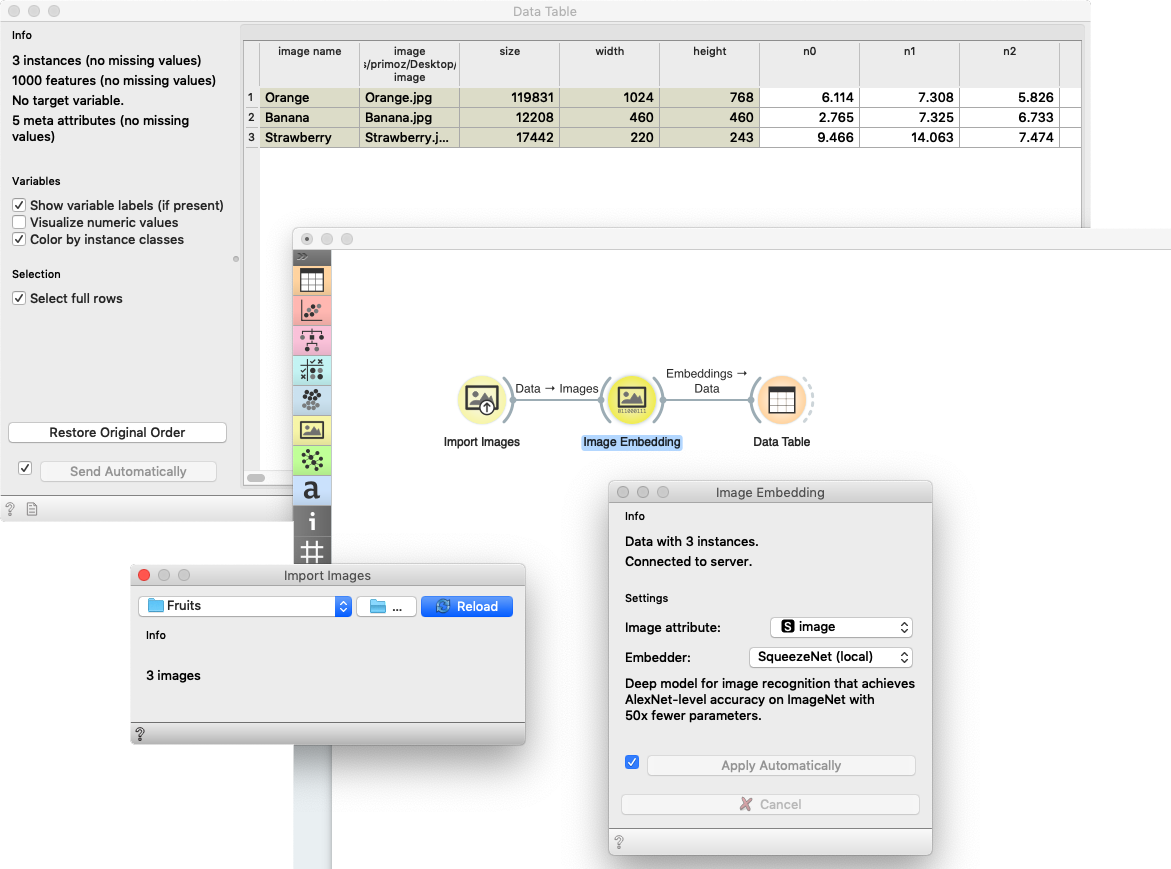 Orange Data Mining Image Embedding