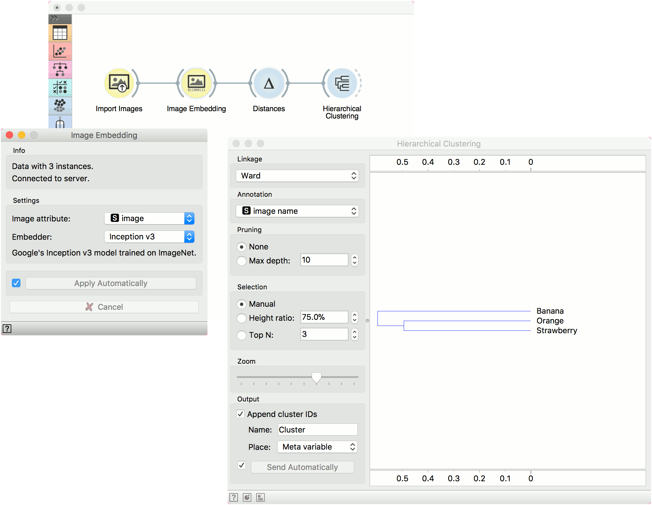 Orange Data Mining Image Embedding